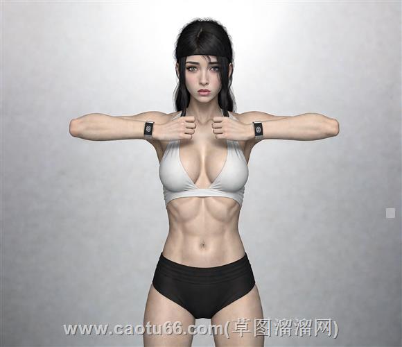 健身女生人物su模型