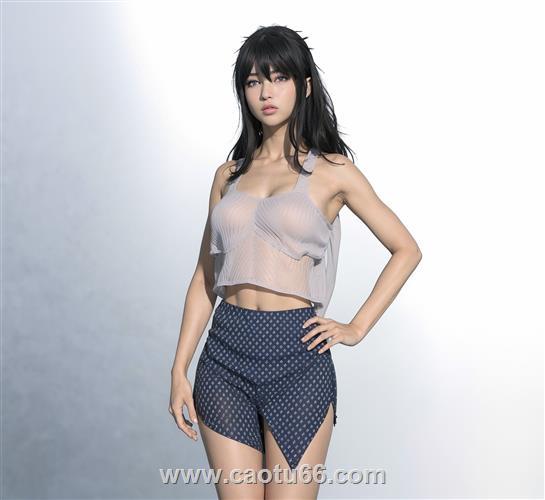 叉腰美女少女人物su模型