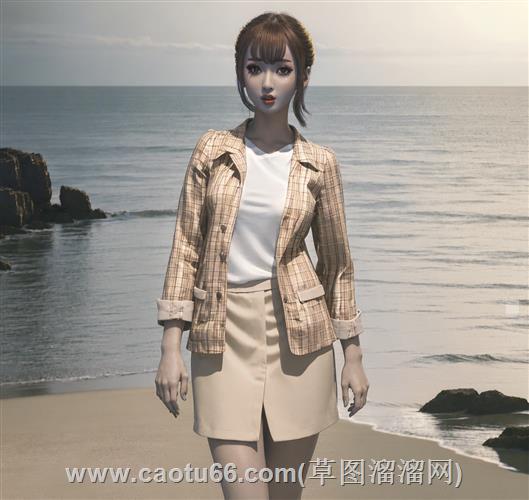 优雅女士女生人物su模型