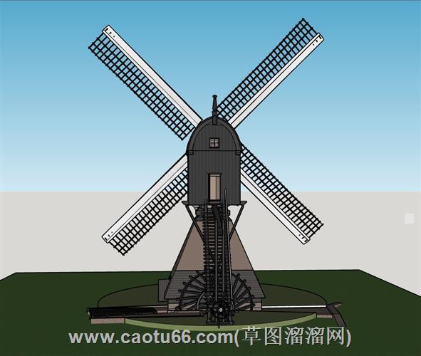 大风车风谷车扇车su模型