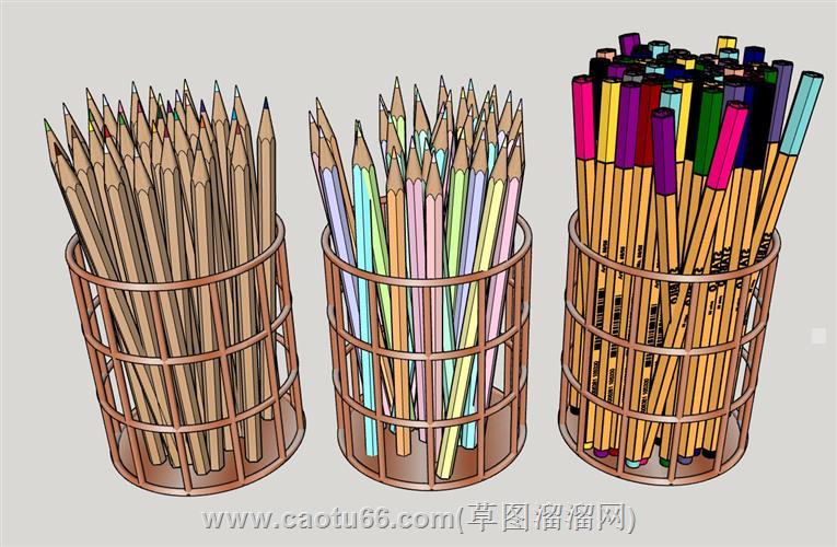 铅笔文具笔筒su模型