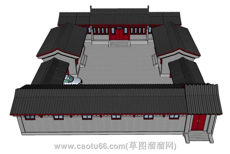 中式四合院住宅su模型