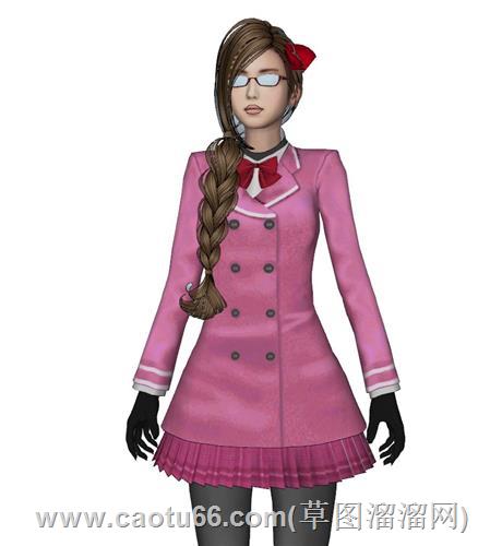 女孩女生人物su模型