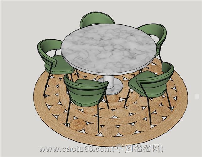 圆形餐桌椅家具su模型
