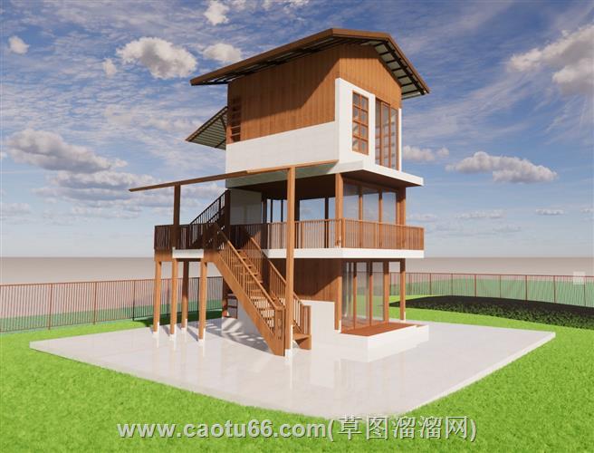 三层木屋su模型