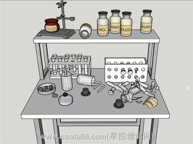 实验室器材玻璃器皿SU模型
