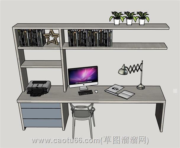 书桌电脑桌学习桌su模型