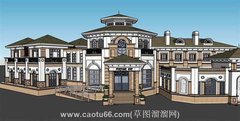 东南亚坡屋顶建筑su模型