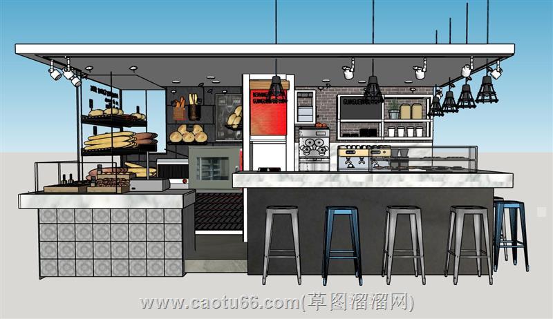 自助蛋糕店面包店su模型