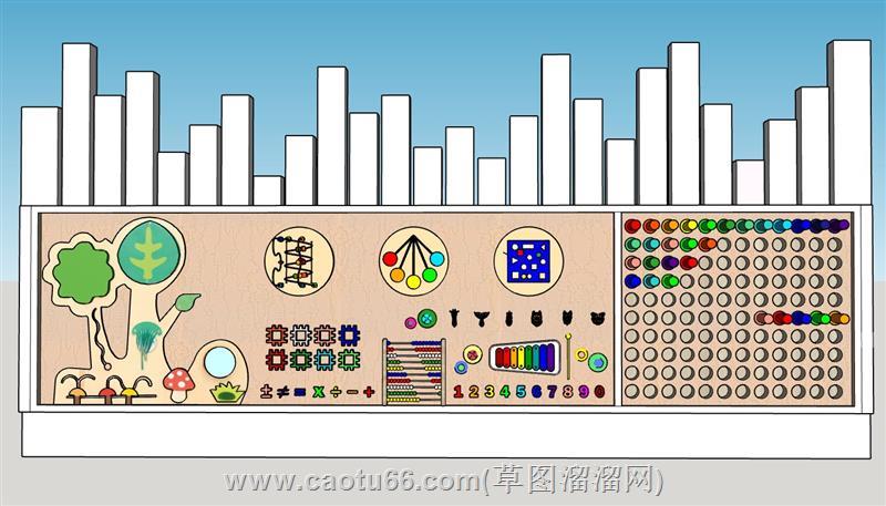 儿童积木墙玩具墙su模型