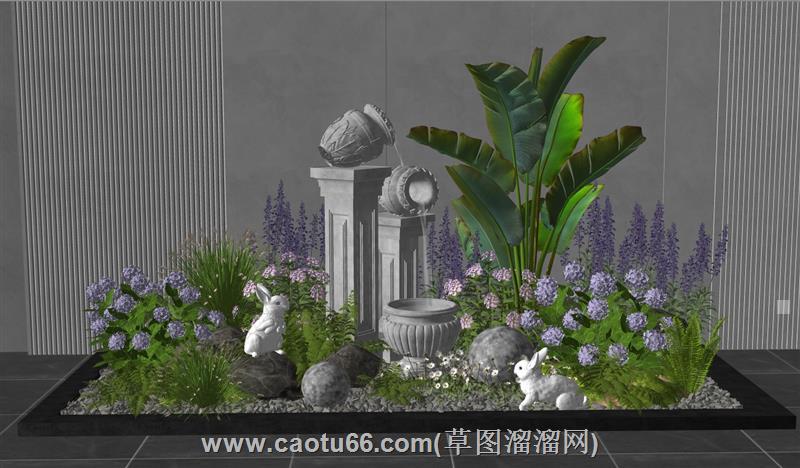 花坛植物景观小品su模型
