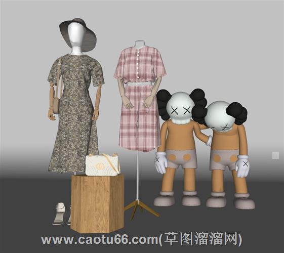 半身模特假人和大象人su模型
