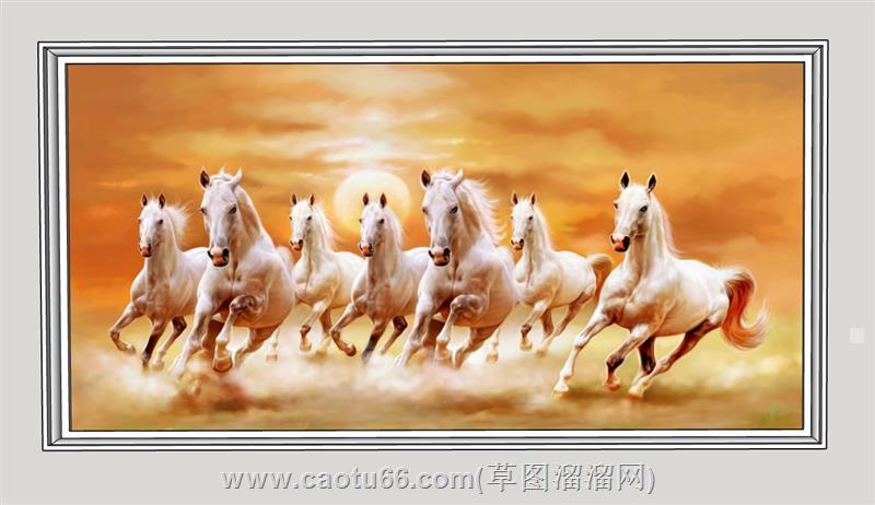 奔腾马装饰画su模型