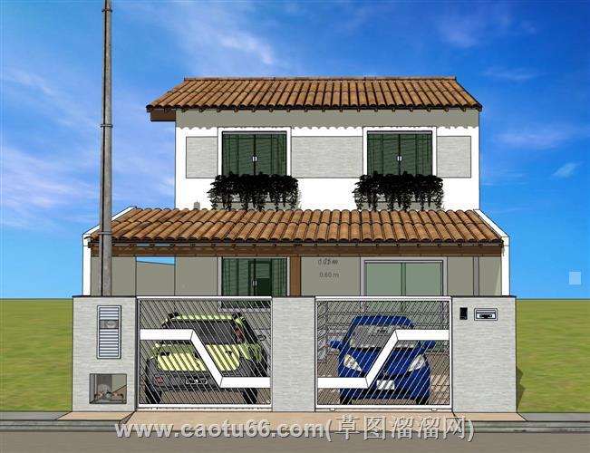 坡屋顶两层别墅su模型