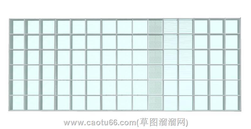 现代玻璃砖玻璃墙隔断su模型