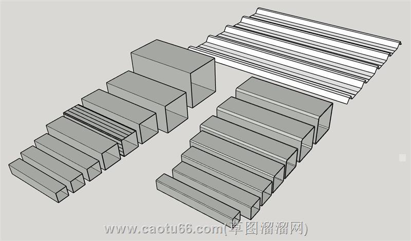 铝材钢材彩瓦彩钢su模型