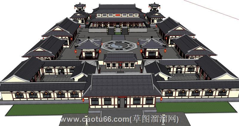 中式佛庙寺庙道观su模型