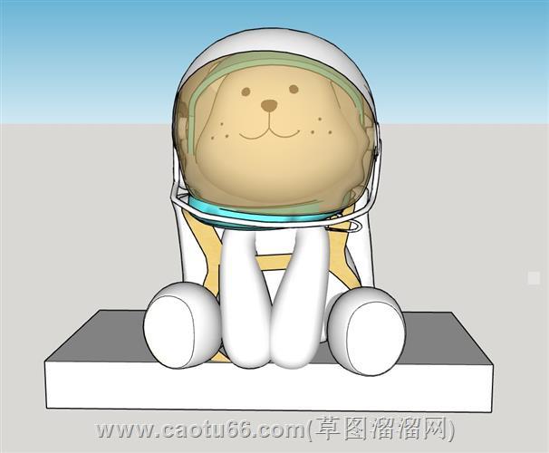 太空狗宇航狗摆件su模型