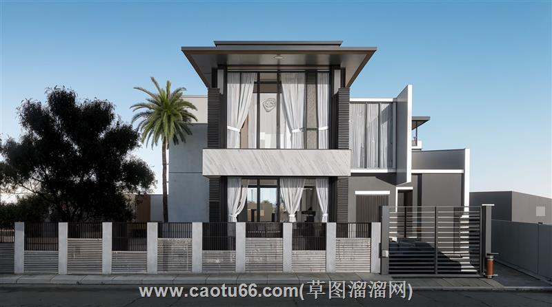 现代两层独栋别墅住宅su模型