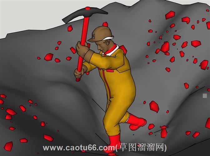 矿工人物su模型
