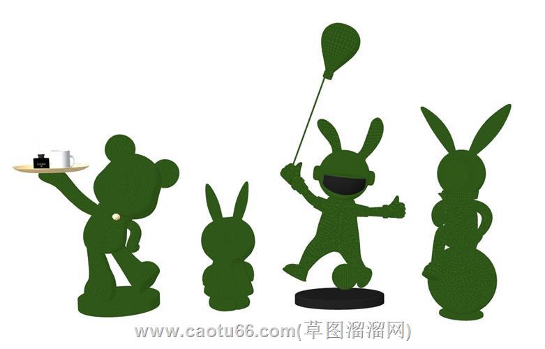 动物绿雕草雕塑su模型