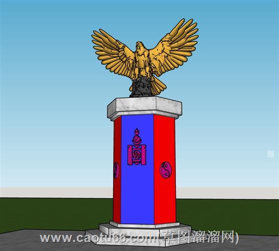 蒙古族蒙古隼老鹰雕塑su模型
