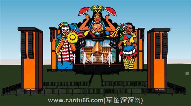 狂欢节舞台su模型