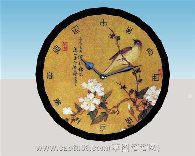花钟装饰钟时钟su模型