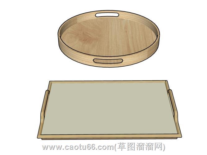 木盘圆形托盘方形托盘su模型