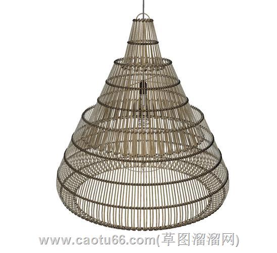 编织灯竹制吊灯SU素材