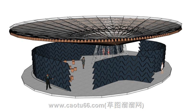 休息廊架su模型