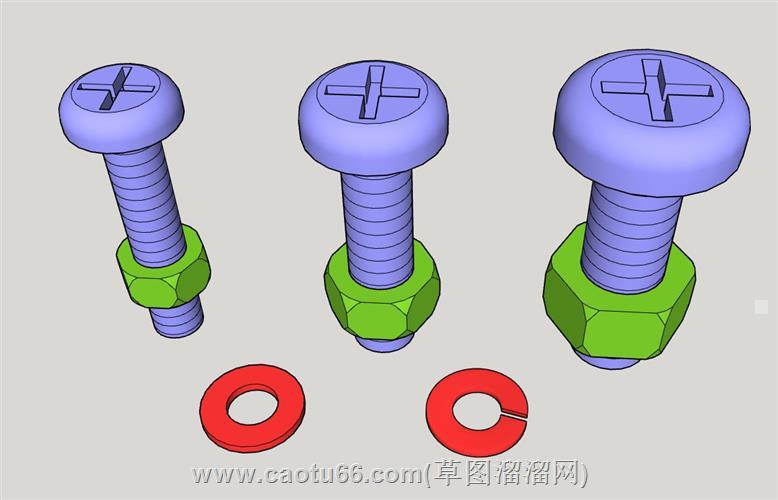 螺丝螺帽螺母垫片su模型