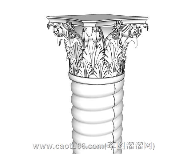 螺旋柱罗马柱su模型