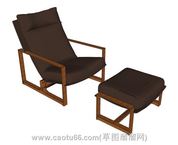 休闲靠椅躺椅su模型