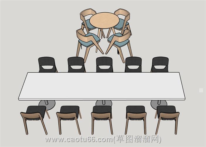 圆桌椅和长桌椅su模型