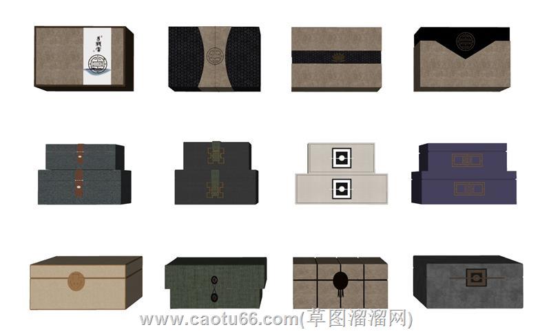 螺钿茶叶盒礼品盒su模型