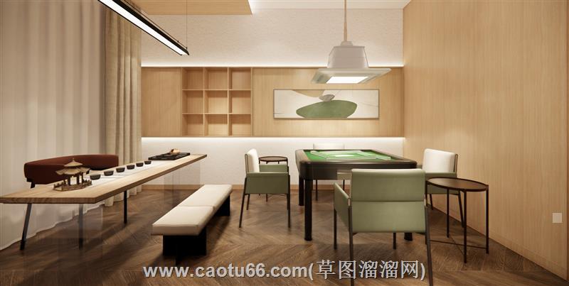 麻将室麻将房麻将馆吸烟灯su模型