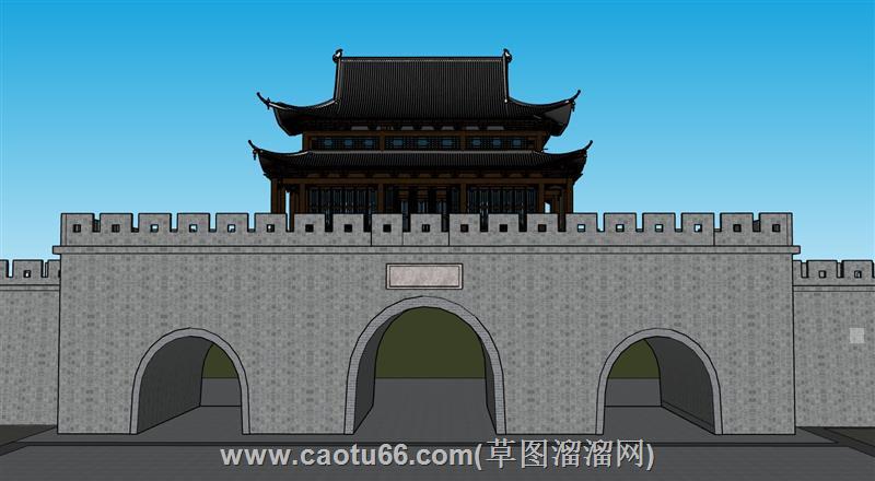 玄武门城门城楼古建su模型
