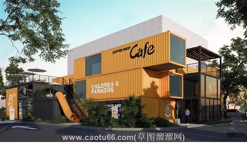 集装箱咖啡馆咖啡屋su模型