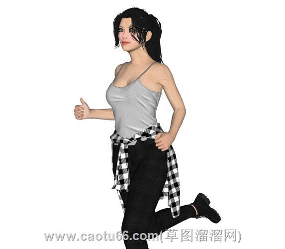 跑步运动女人su模型
