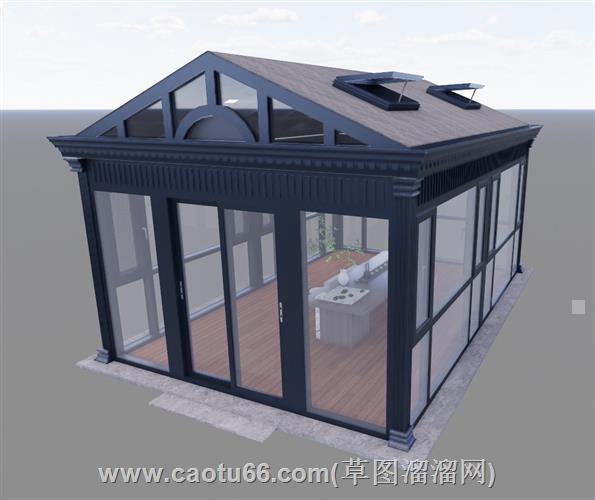 人字顶阳光房的su模型