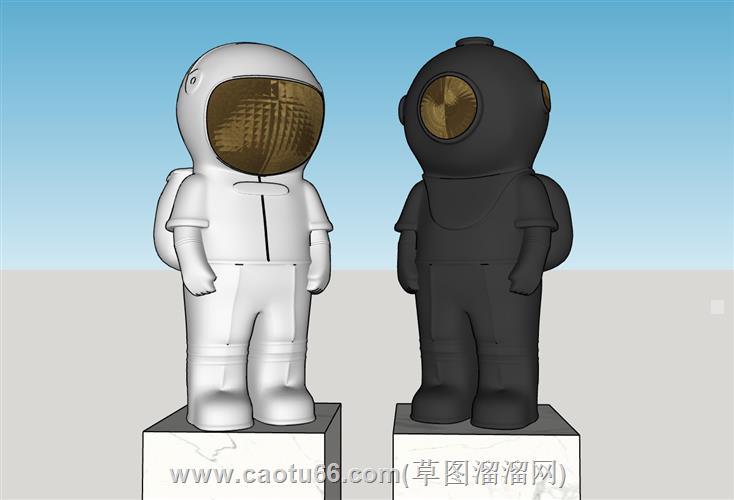 太空人宇航员雕塑的su模型