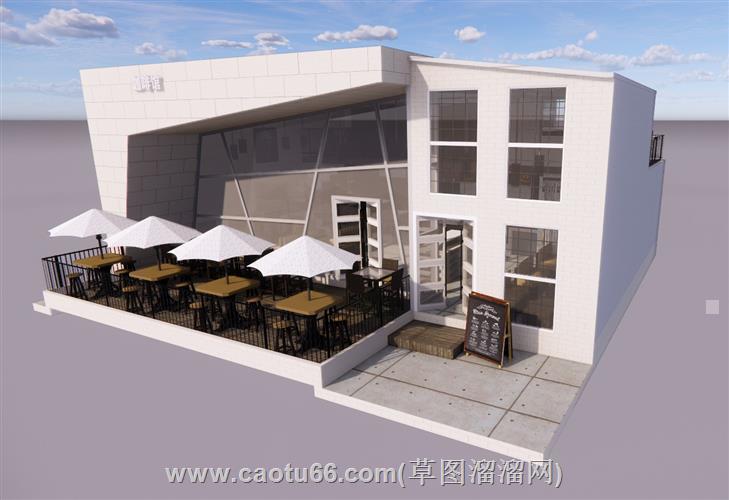 咖啡店咖啡馆室内外su模型