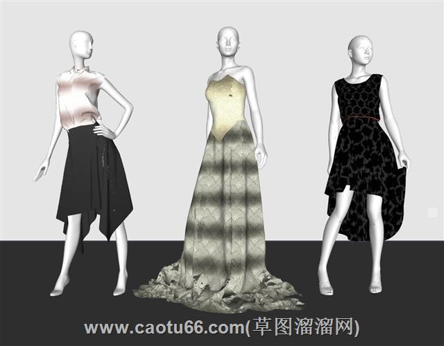 服装店模特假人的su模型