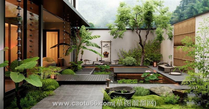 新中式庭院花园模型，为景观设计增添东方韵味与文化底蕴