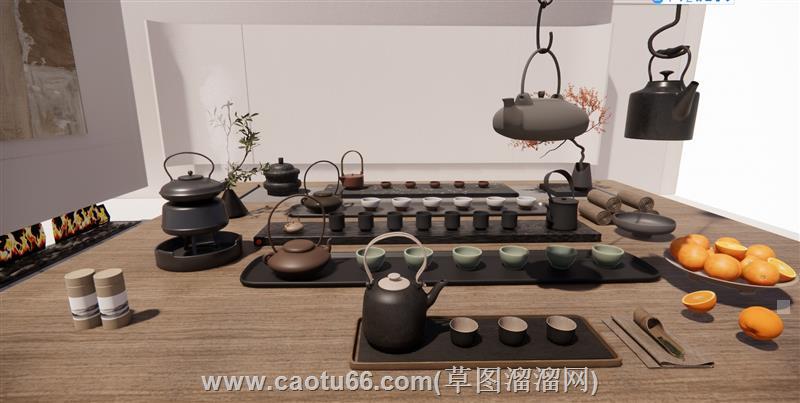 茶炉茶壶su模型