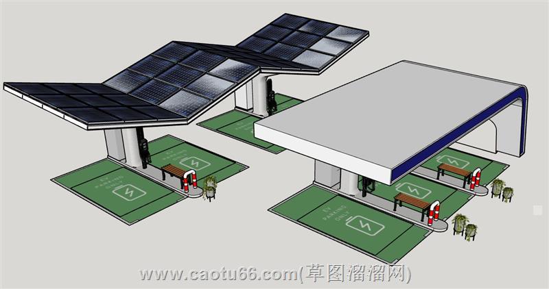 太阳能充电站su模型