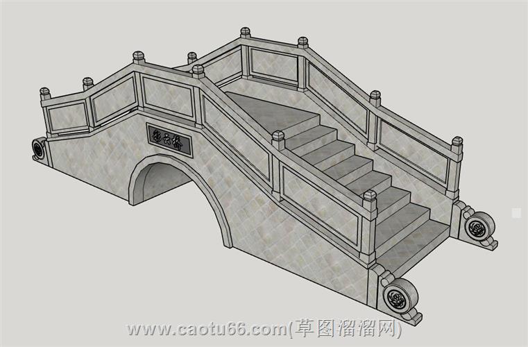 中式拱桥景观石桥su模型