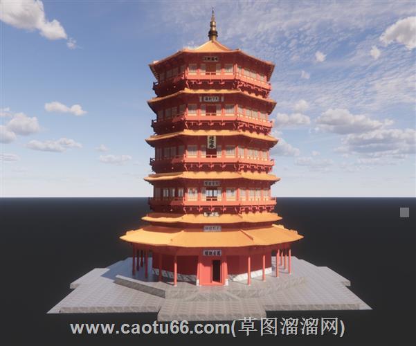 中式宝塔su模型