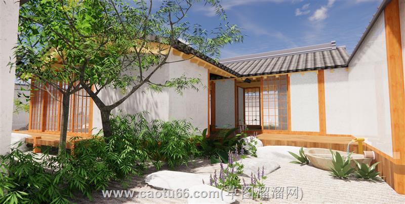日式风格庭院住宅su模型